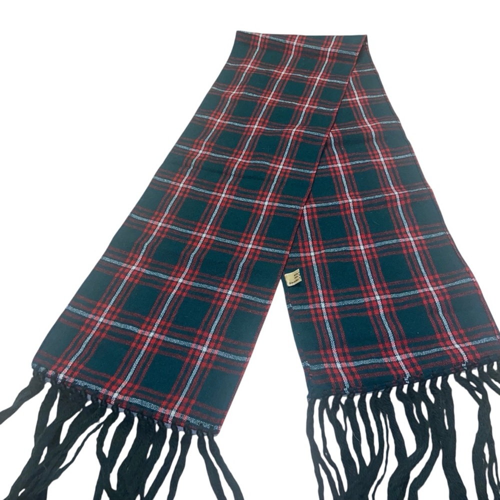 Vintage Glensder Textile Scarf Unisex Wool Blend Fringe Plaid Christmas Holiday
